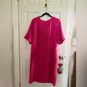 Calvin Klein Elegant Pink Ruffle Short Sleeve Dress Regatta